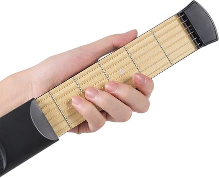 6 Fret 6 String Portable Guitar Practice Tool, Plastic and Wood Guitar Trainer, Left Hand Portable Chord Trainer for Beginner Practicing Chords and Scales, Left Hand