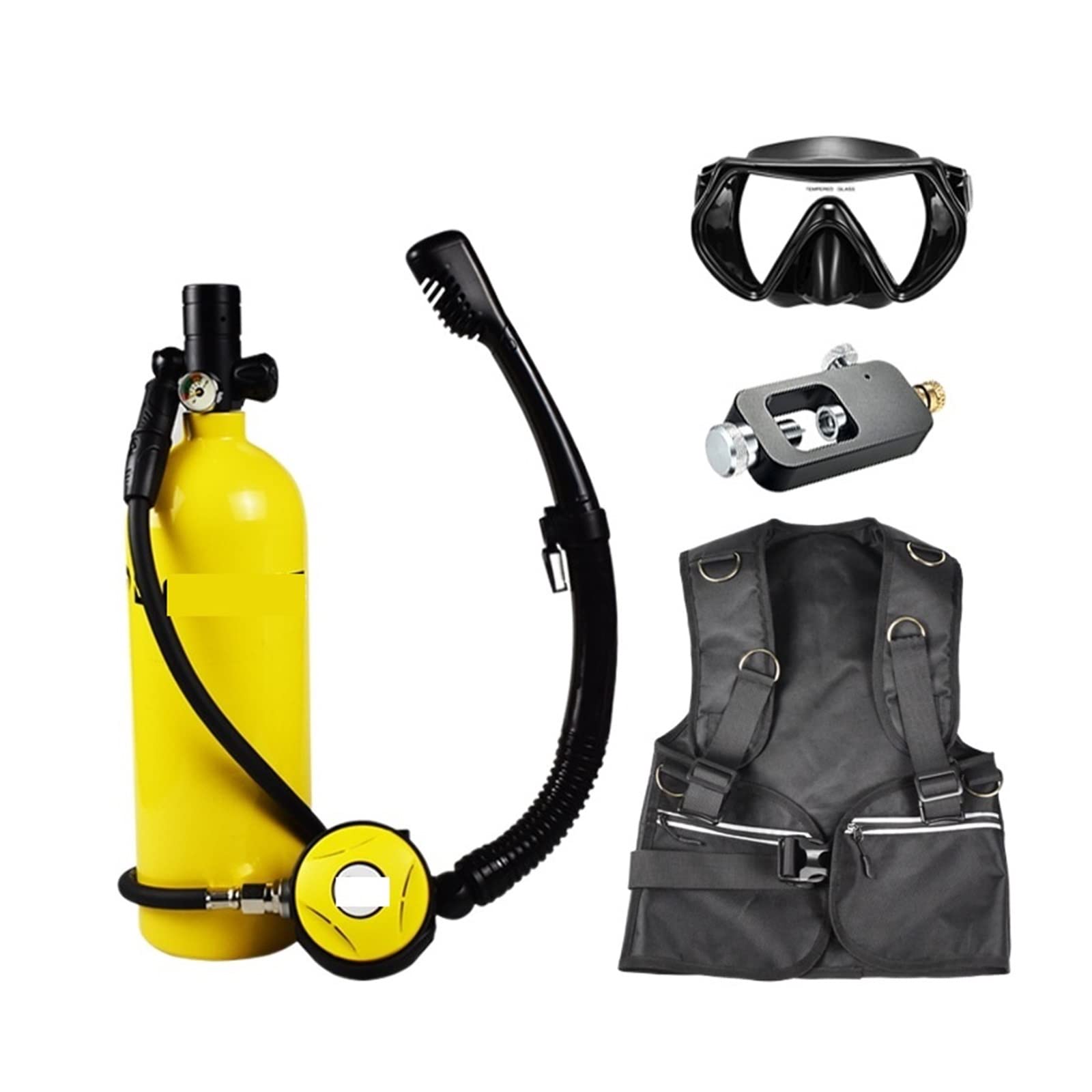 Portable Dive Cylinder, Diving Respirator 2000ML Snorkeling Oxygen Cylinder Portable Equipment(DS-2000Yellow)