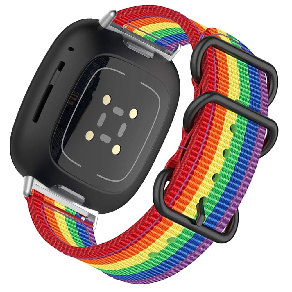 YOFUNTLE Compatible for Fitbit Versa 4/3/Sense 2/Sense Bands,Women Men Soft Woven Nylon Watch Band Replacement Sport Strap Adjustable Breathable Bracelet Wristband for Versa 4/3/Sense 2/Sense