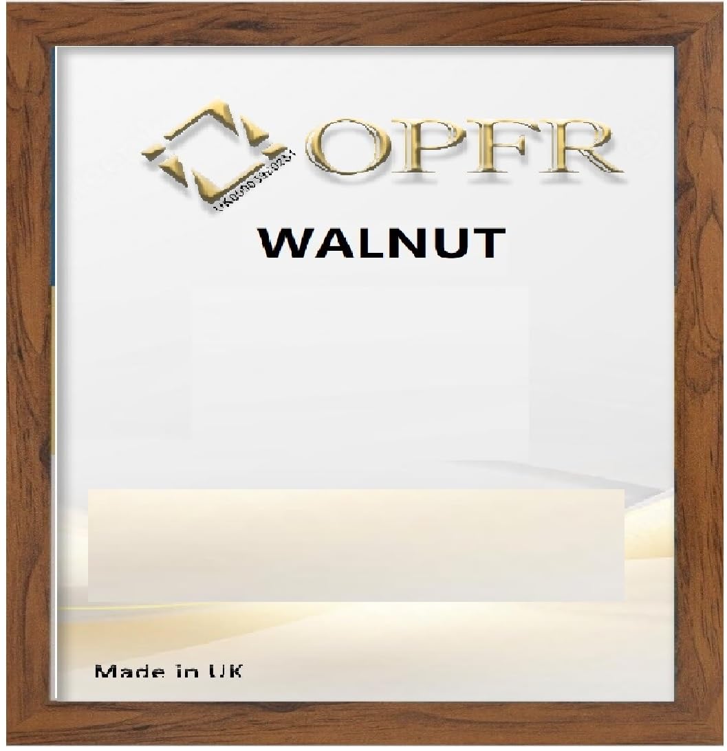 Black,Oak,Silver, White, Dark Oak, Walnut, Poster,Frames Picture Frames Square Size Available (WALNUT, 10x10" Inch)