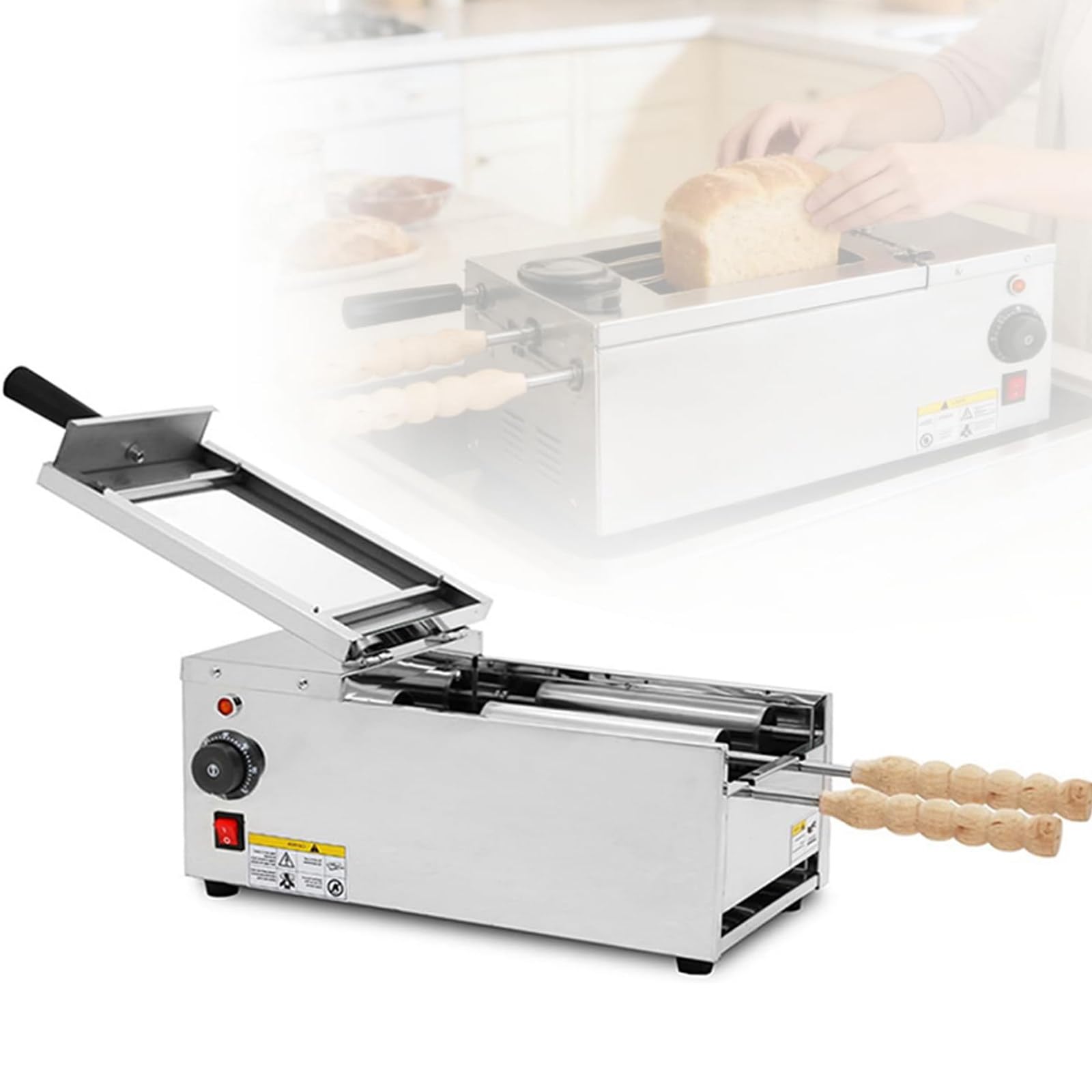 Four à GâTeaux CheminéE, Machine à Cornets De Glace éLectrique avec TempéRature RéGlable, IdéAle pour Cornets De Glace, CrèMe Et PâTisseries