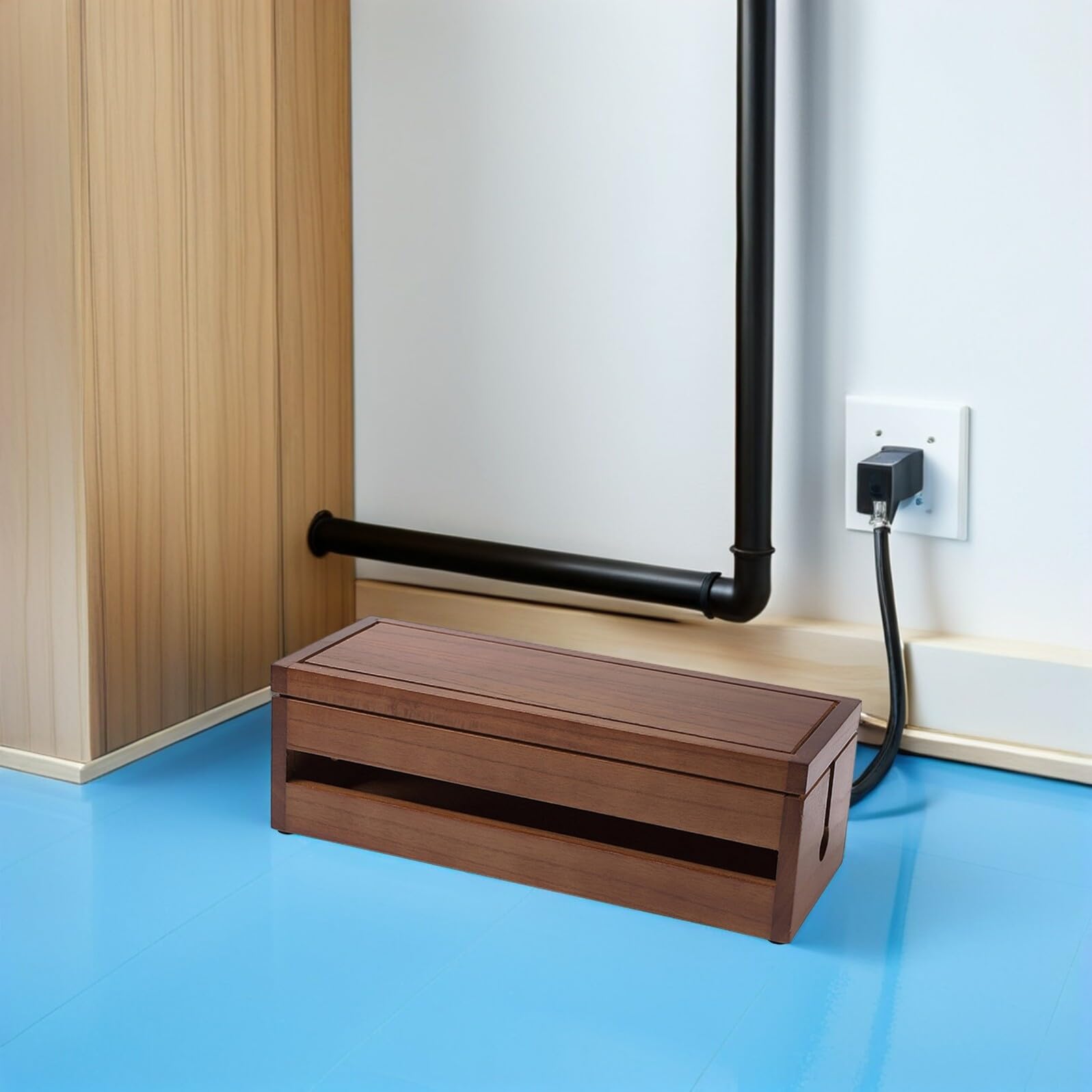 UPKOCH Kabel Aufbewahrungsbox aus Fortune Paulownia Holz für Steckdosenleisten Kabel und Adapter Strukturierte Elektro Organizer Kasten mit Belüftung