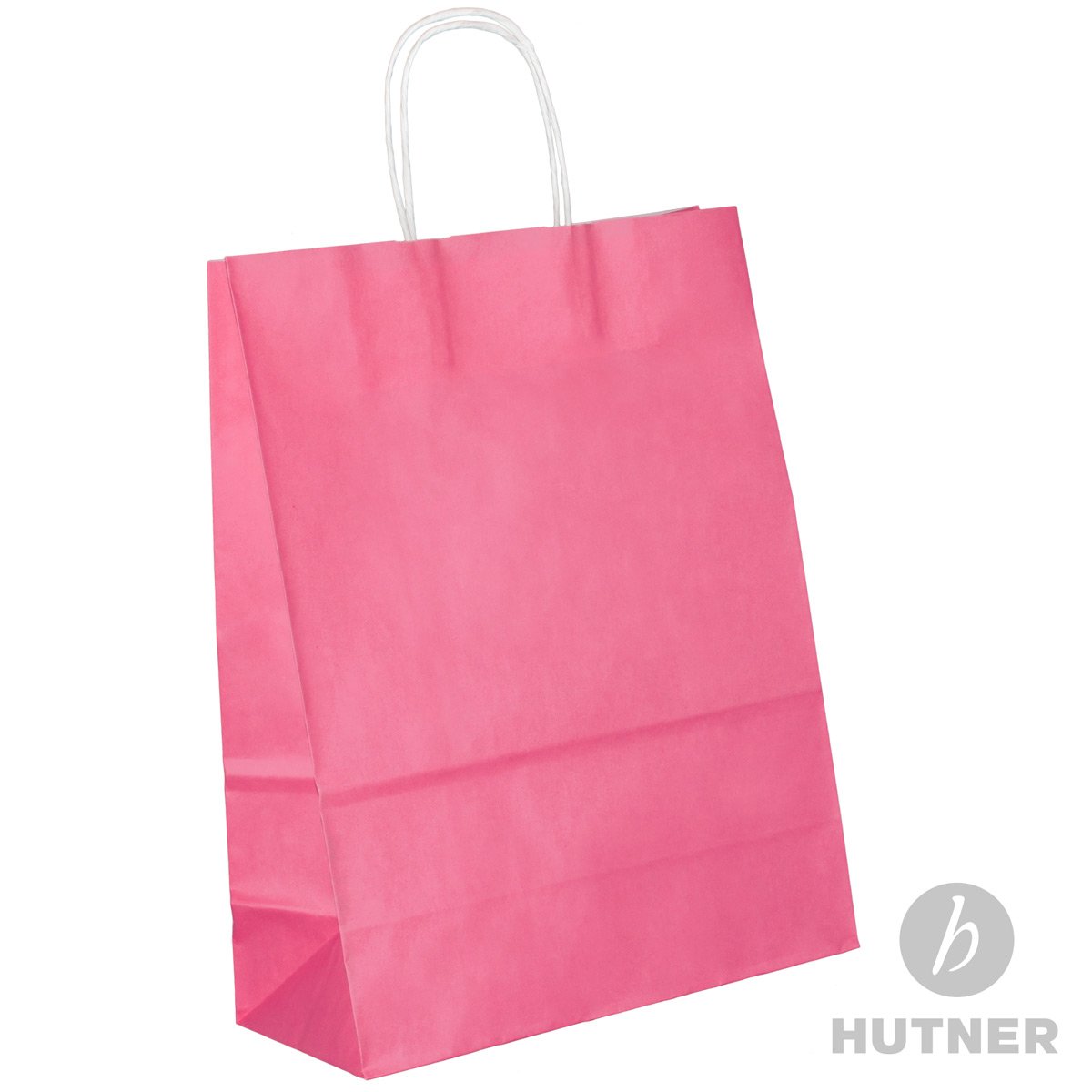 Papiertüten pink mit Kordel-Henkel I 100 Stk. 22+10x28cm I Papiertragetasche für Einzelhandel, Weihnachten, Mitbringsel, TO-GO I Geschenktüten aus Kraftpapier I HUTNER