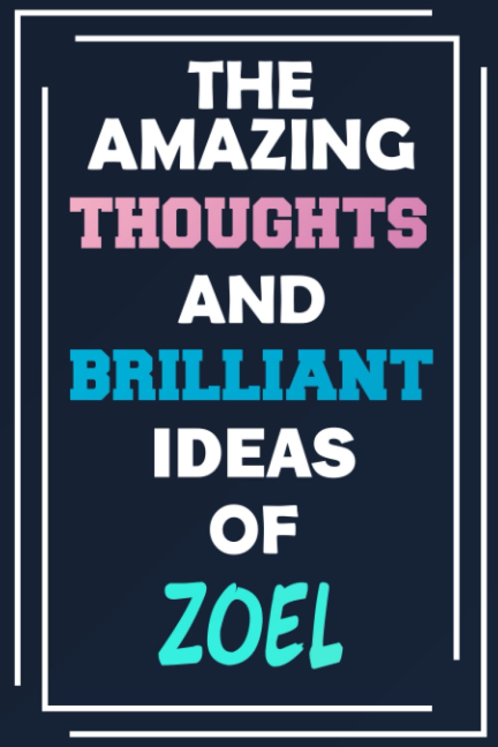 The Amazing Thoughts and Brilliant Ideas of Zoel: Blank Lined Notebook - Personalized Name - Custom Journal for Zoel