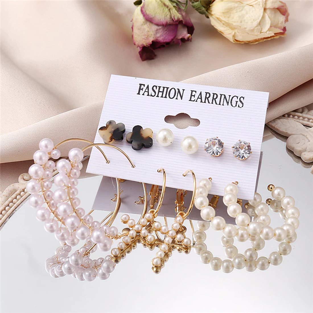 Gold-Tone Plated Earrings Combo Set