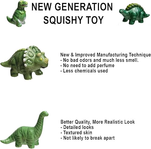 Miniatura 3 de Jet Creations Juego de 4 juguetes blandos de dinosaurio, incluye T-Rex, estegosaurio, triceratops y braquiosaurio. Grandes juguetes para niños y