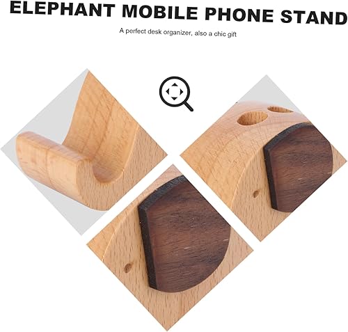 Miniatura 5 de STOBOK Lindos accesorios de escritorio de oficina Soporte de teléfono celular Animal Elefante Decoración Woodsy Animales de madera Soporte para