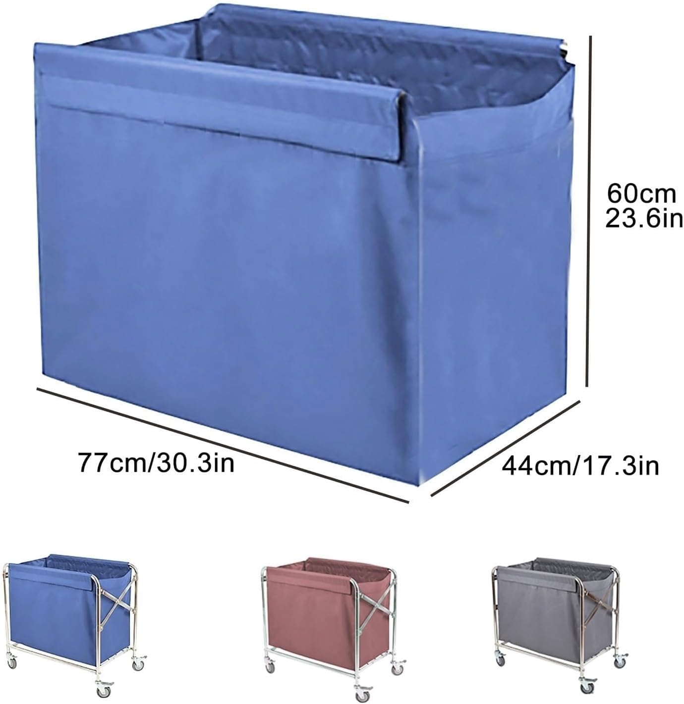 Laundry Cart Oxford Cloth Liner Bag, Large Capacity Commercial Laundry Cart Replacement Bags, for 350-400L Folding Commercial Basket Cart Trolley Replacement Bag(Blue,77 * 44 * 60cm)