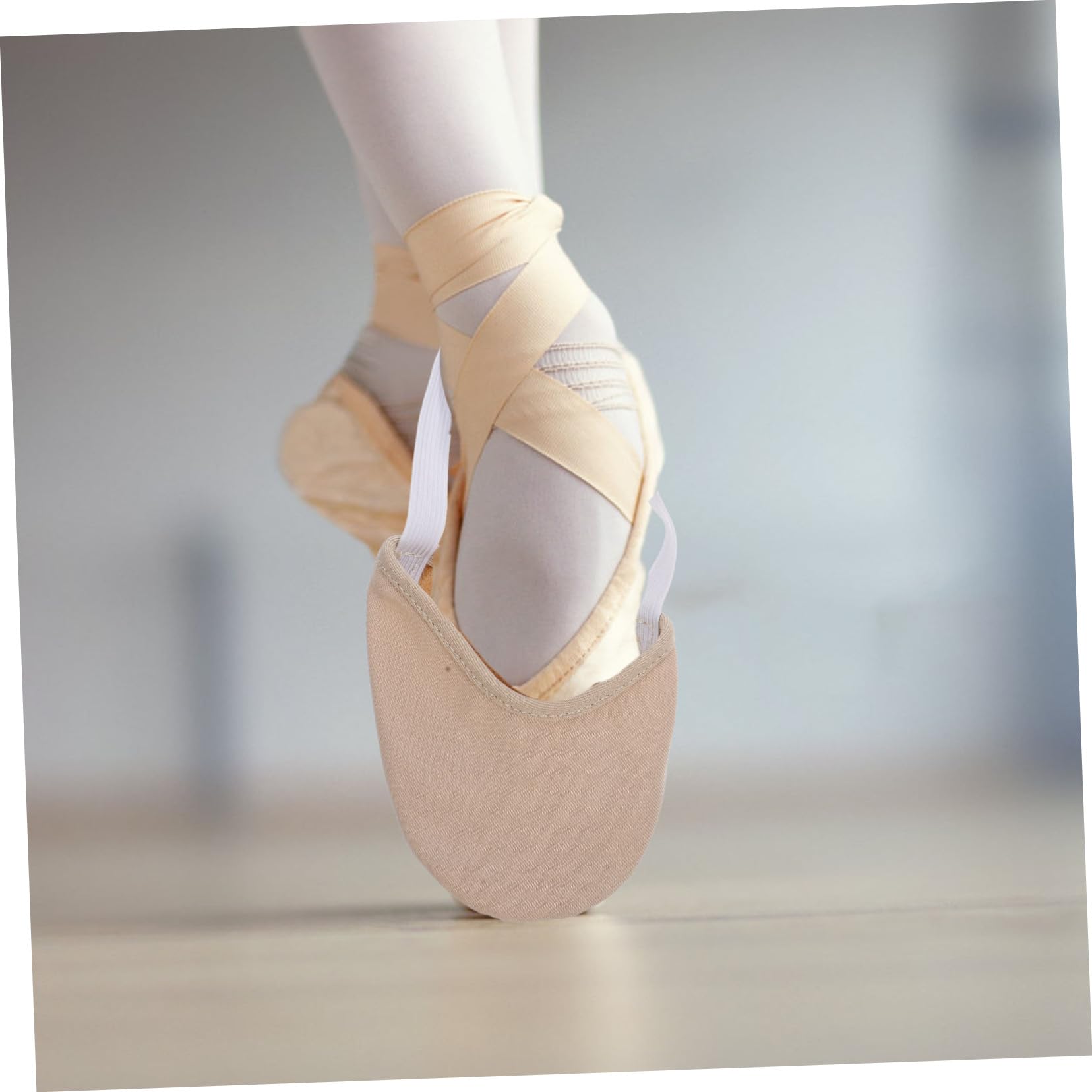 Healvian Calcetines de Ballet Transpirables para Mujer y Niña con Diseño de Sujeción el Tobillo, Tela de Algodón Beige y Buena Elasticidad para Yoga y Pilates