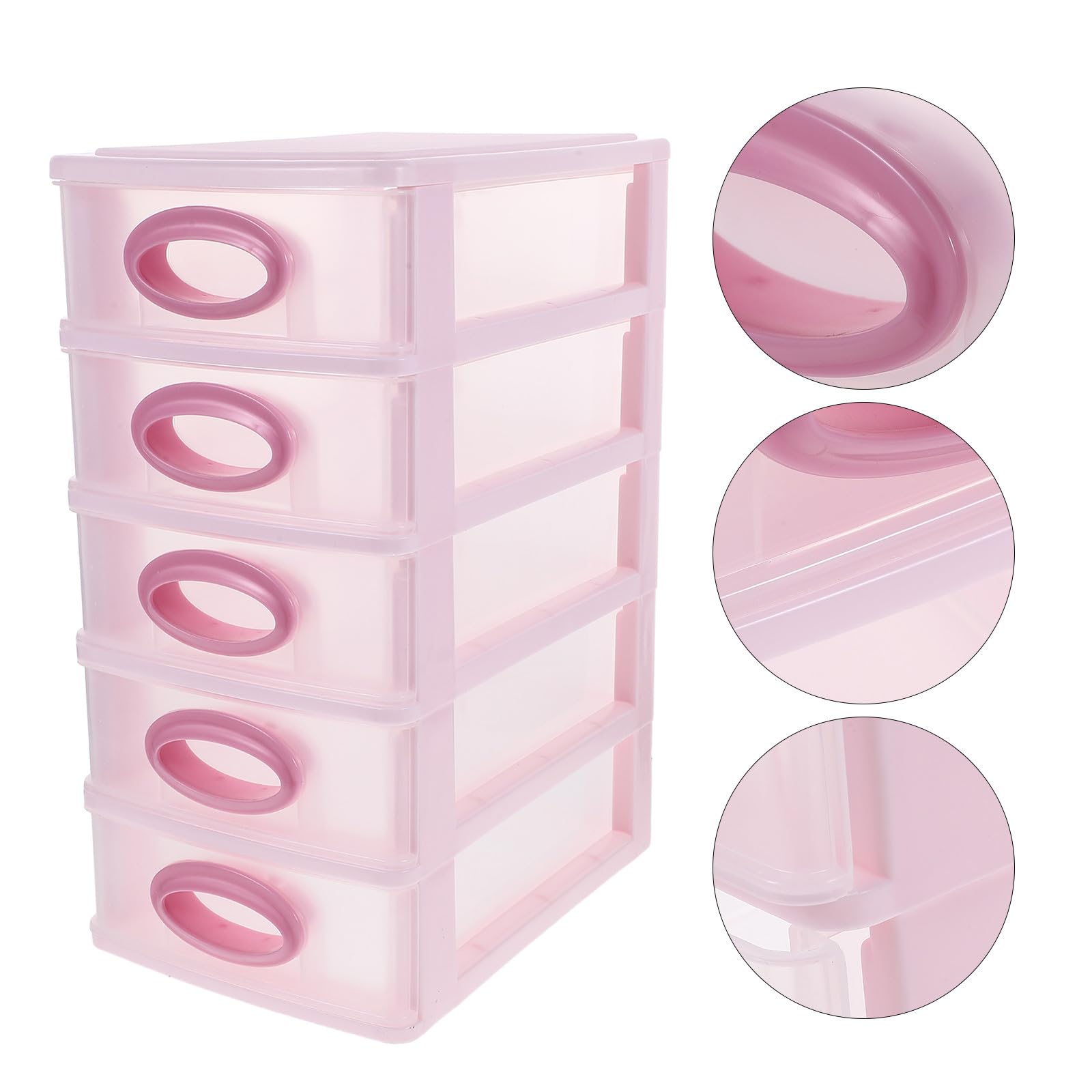 Didiseaon Scatola da Scrivania a Strati 5 Livelli Rosa, Organizer per Cassetti Portaoggetti Cosmetici e Cancelleria, Mobiletto in Plastica Resistente per Ufficio e Casa