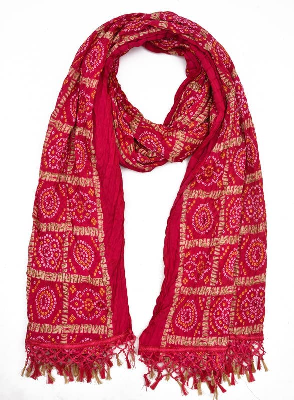Women Rajasthani Traditional Silk Bandhej Dupatta 2.25Mtr