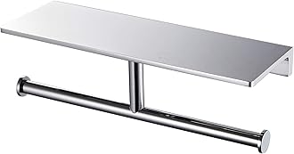 Double Roll Toilet Paper Holder with Solid Brass Shelf and Superior Hotel Style Toilet Paper Dispenser, Saving Storage, Polished Chrome Finish
