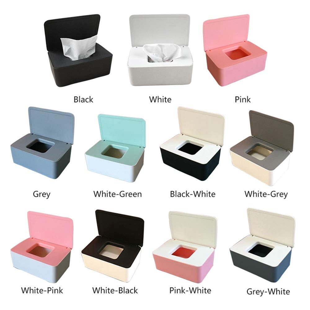 Storage Box Dust-Proof Flip Cover Box Wet Tissue Case with Lid Portable for Home Work Outdoor(Black) -Layfoo 1