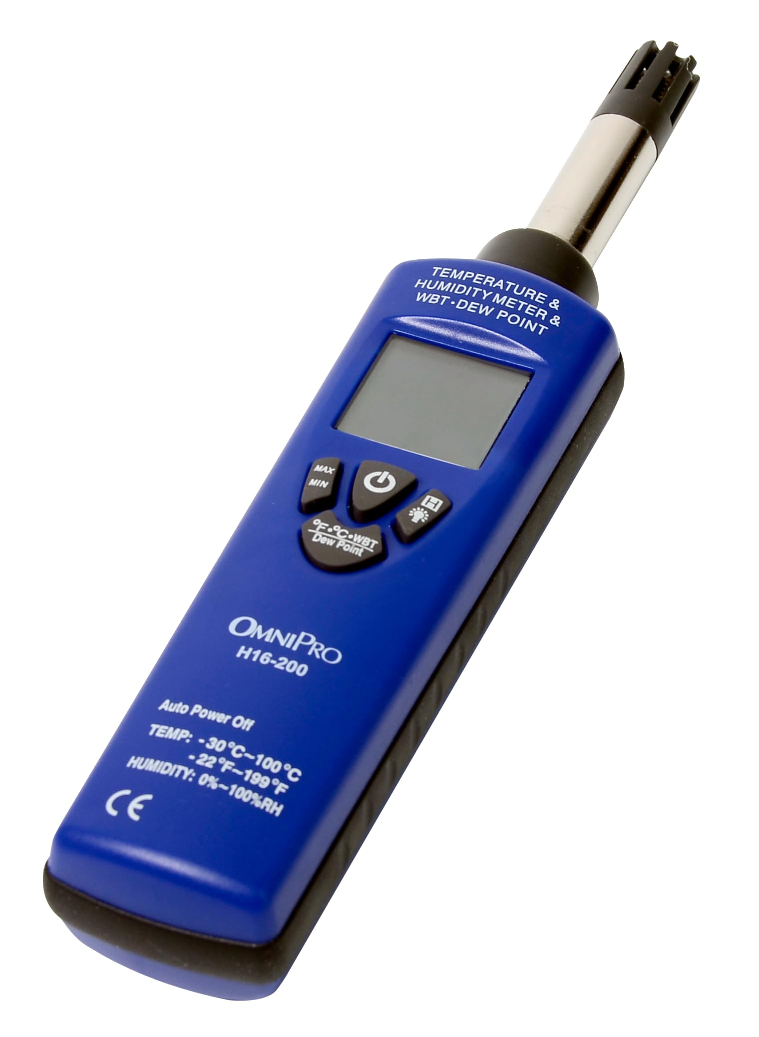 OmniPro Hygrometer H16-200, Compact Digital Humidity and Temperature Measurement, RH% & Dewpoint Meter