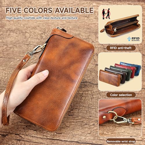 Women's Wallets Stylish Genuine Leather Tri-fold Wallet for Women - Slim, Multi-color Card Holder and Black Clutch Purse4