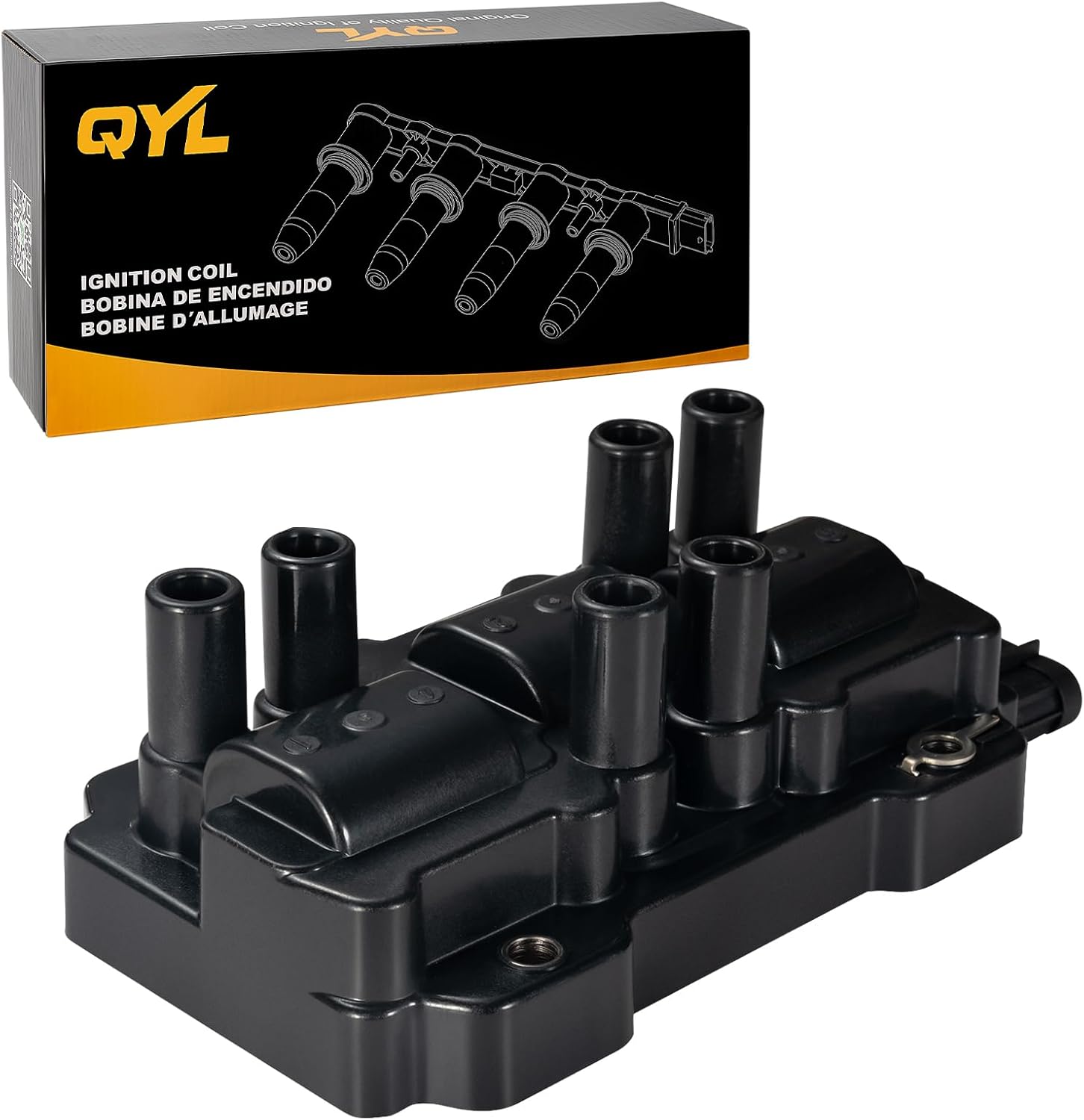 QYL Ignition Coil Pack compatible with V6 3.5L 3.9L 2006-2011 Impala Malibu Monte Carlo Pontiac G6 Lucerne Terraza, 3.4L 2005-09 Equinox, 4.3L Express Silverado Savana Sierra 1500 12595088 UF434