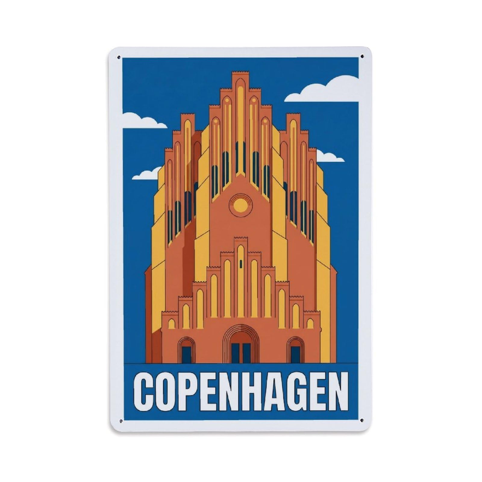 Este 8X12inch Style Vintage Travel Copenhagen Denmark Notable Metal Tin Sign