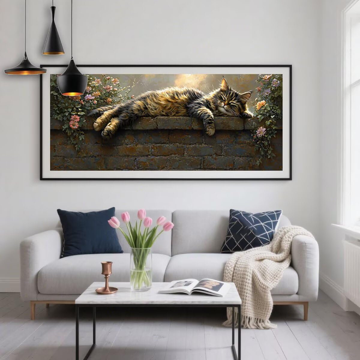 Diamond Painting Adulti, Diamond Painting Gatto 40x100cm, Regalo -2076