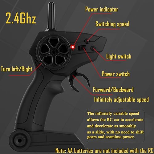 Miniatura 4 de 120 RC Drift Car 2.4GHz 4WD de alta velocidad Drift Vehículo de control remoto con luces LED y neumáticos a la deriva, baterías x2 autos de juguete