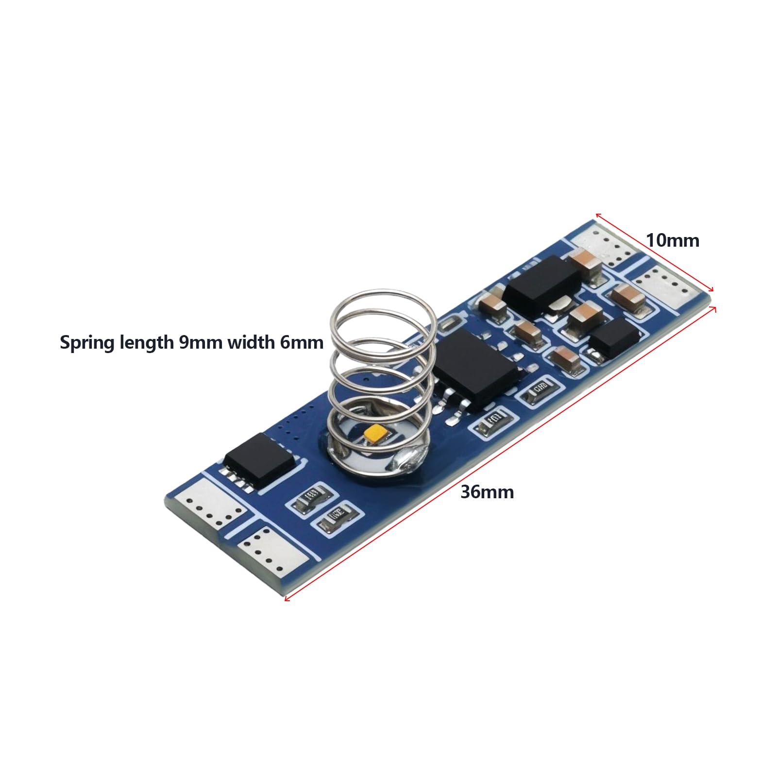 ECSiNG 2pcs 12-24V 4A LED Aluminum Strip Light Gradually Turns On Dimming Touch Sensing Switch Module 36x10mm Straight Tube Spring for Aluminum Profiles - Image 4