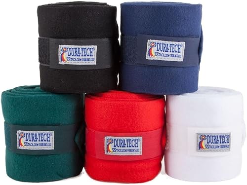 Miniatura 3 de Dura-Tech Envolturas de polo de lujo de 16 onzas para caballos, color negro, forro polar doble grueso ultra afelpado, excelente soporte, absorbe los