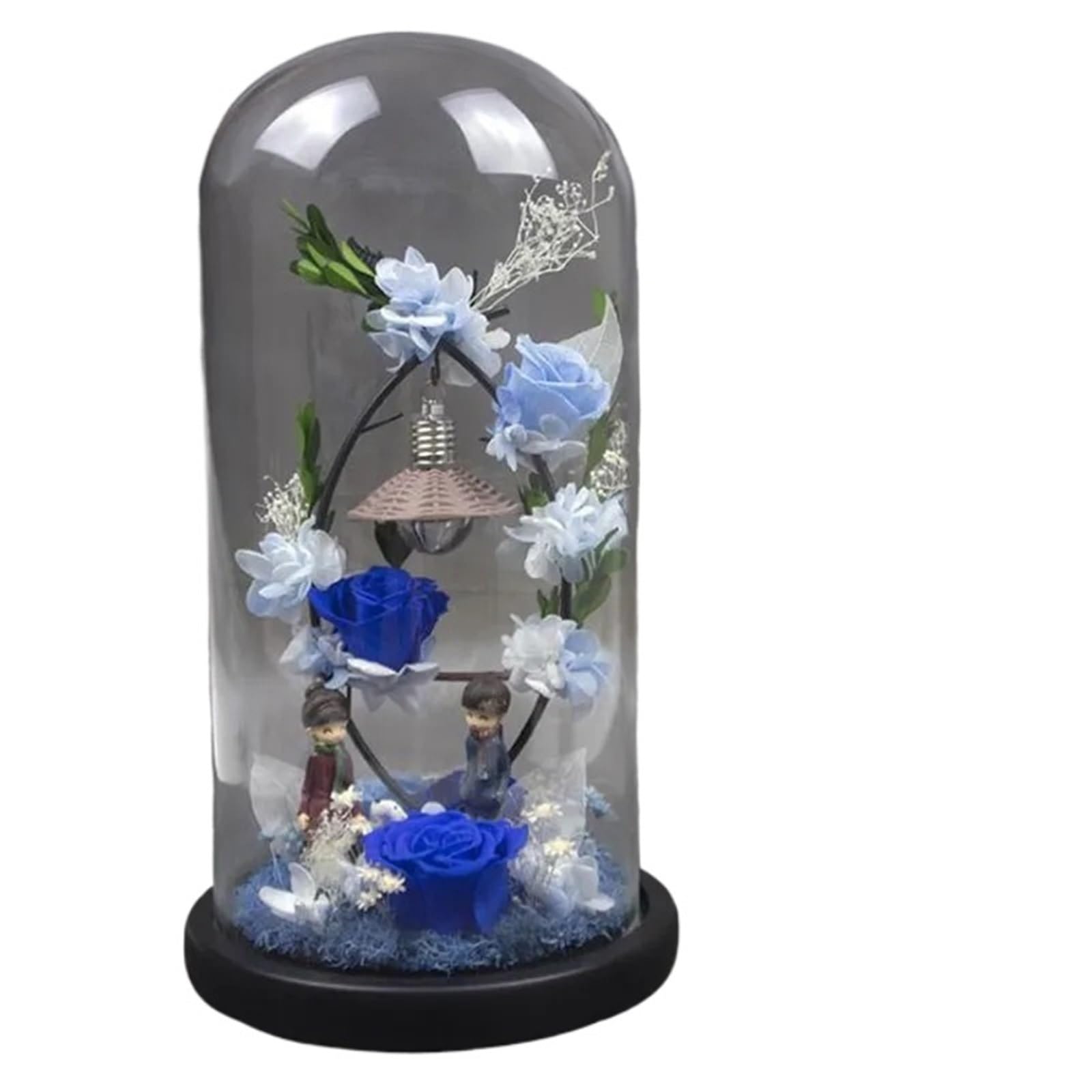 Cúpula de cristal de 12x30cm con base negra para manualidades y plantas