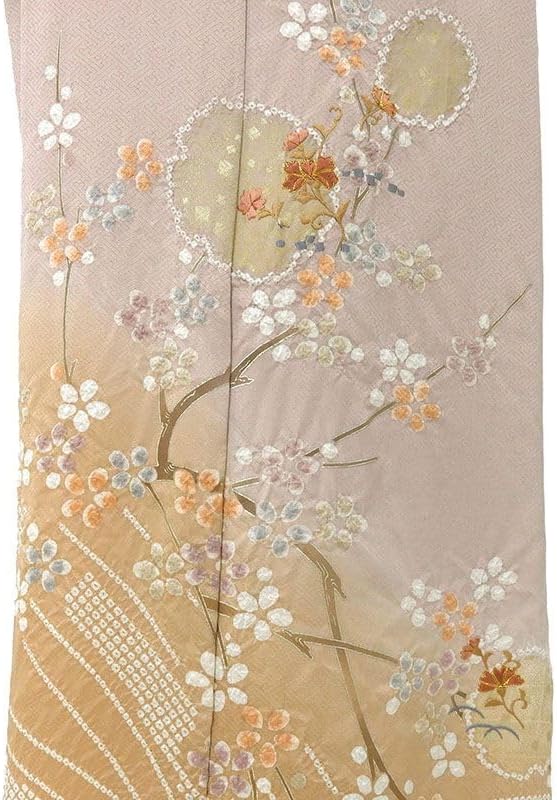 きもの翔鶴] 単衣 訪問着 仕立上がり 正絹 雪輪 匹田 花 身丈165cm 裄