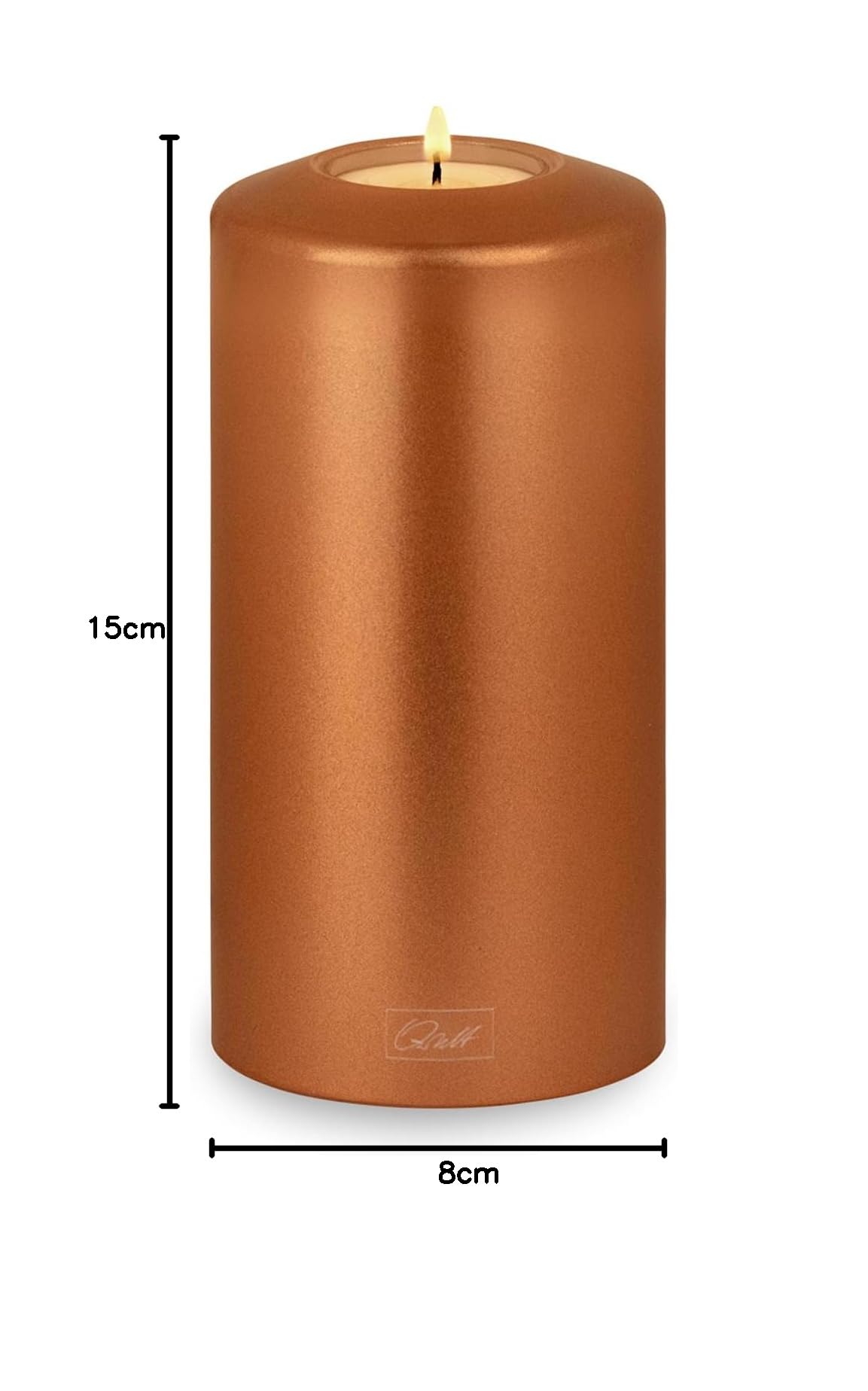 Qult Farluce Classic Metallic Copper Ø 8 + 10 cm • Świeca typu podgrzewacz w kształcie świecy • Świeca z tworzywa sztucznego o wyglądzie świecy • Świeca typu tealight z wkładką typu tealight • W