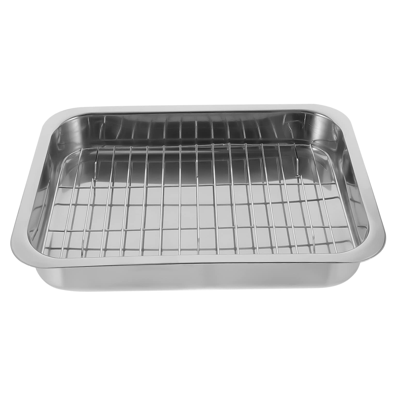 DECHOUS Plat à Four Rectangulaire avec Grille en Acier Inoxydable, 1 Set