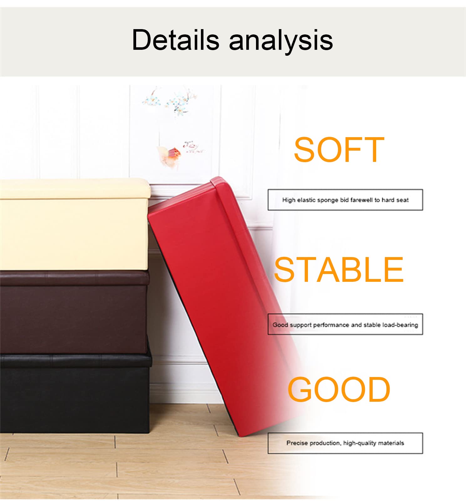 Pouf con Contenitore Portaoggetti, Cassapanca Pieghevole, Sgabello Poggiapiedi, Sgabello Imbottito, 110X38x38 - Disponibile in Diversi Colori,D