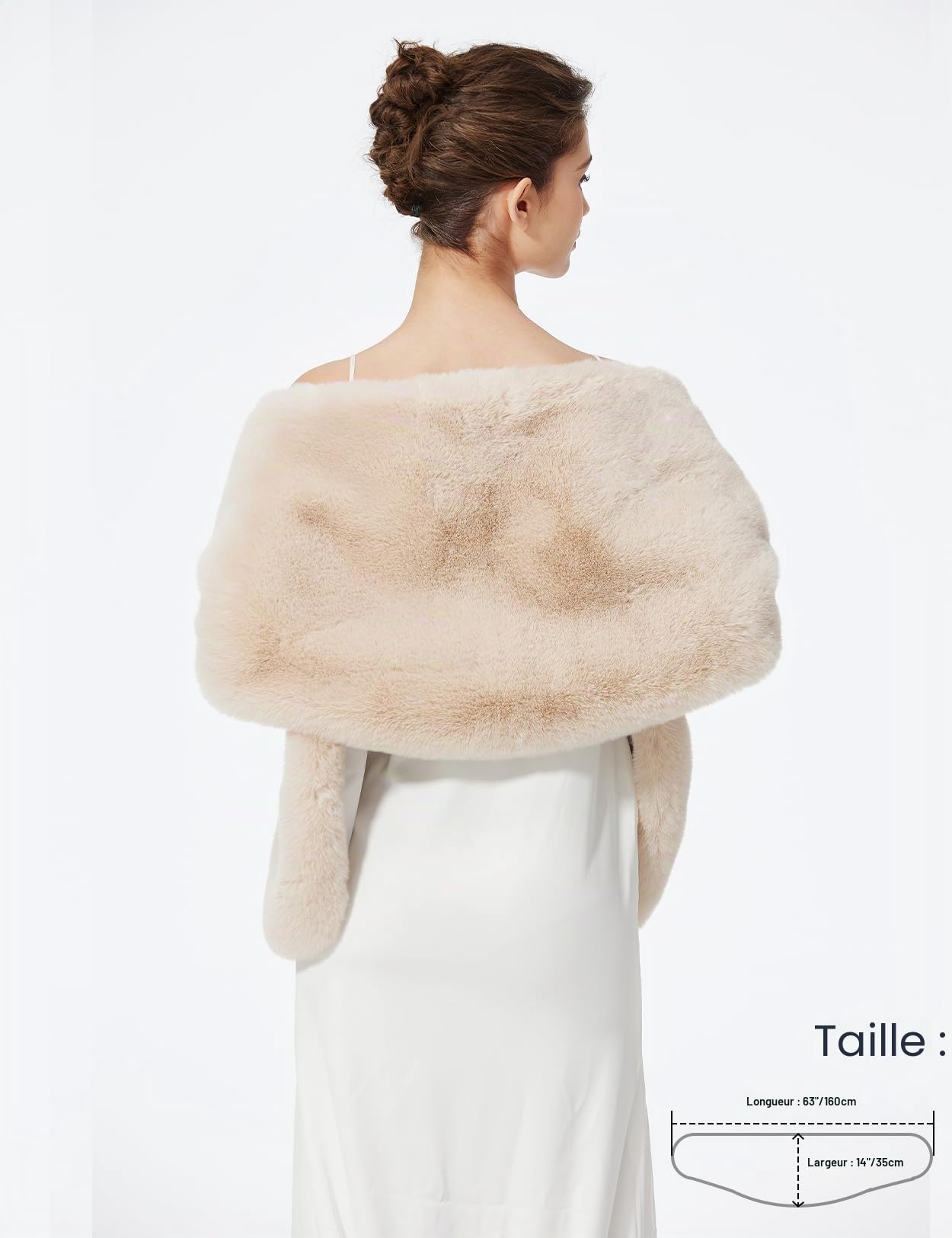 BEAUTELICATE Châle Étole en Fausse Fourrure Écharpe Boléro De Femme Mariage Hiver sur Robe de Soirée Mariée Cérémonie Fête Demoiselle d'honneur Taille Unique