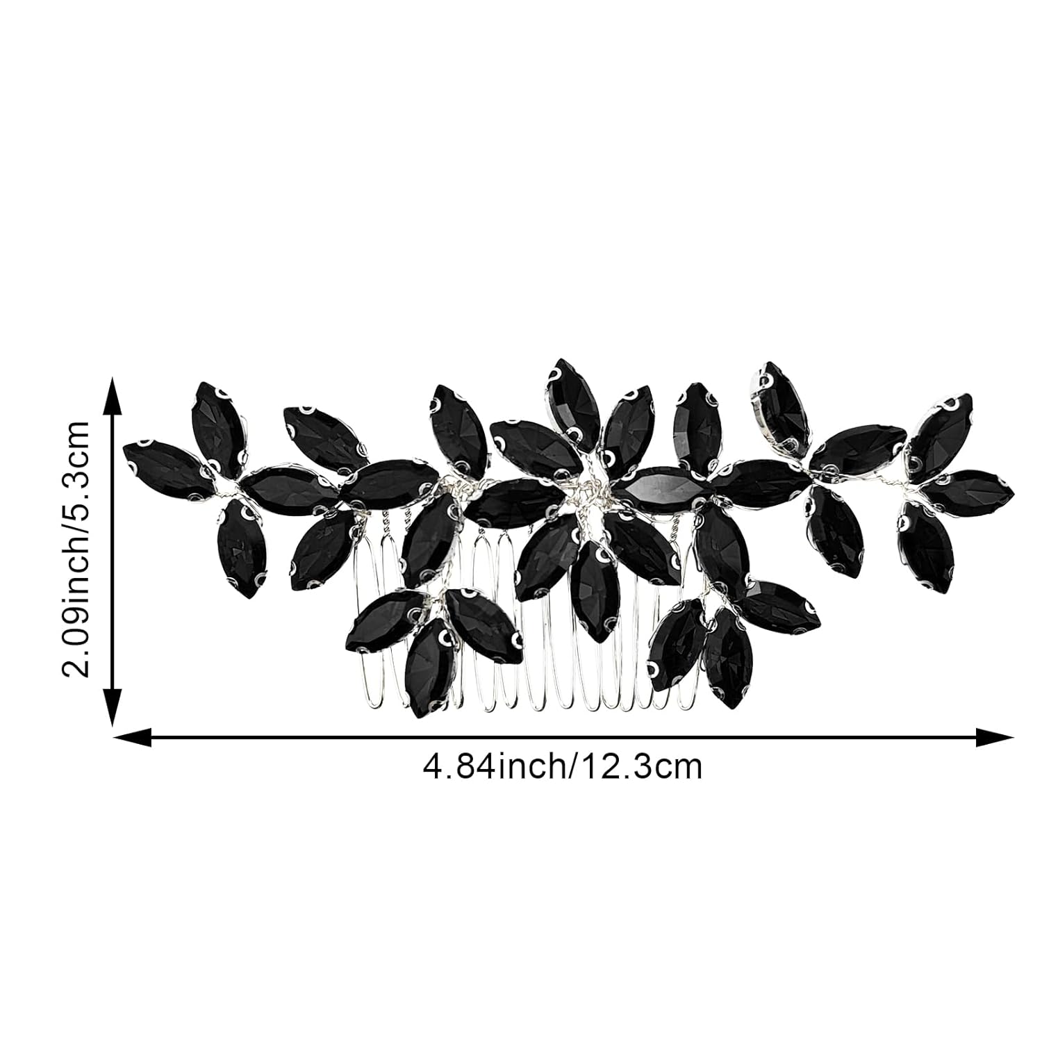 Black Wedding Crystal Hair Comb Elegant Bridal Wedding Hair Piece Teardrop Crystal Rhinestone Hair Accessories for Women Prom Party Photography - Image 2