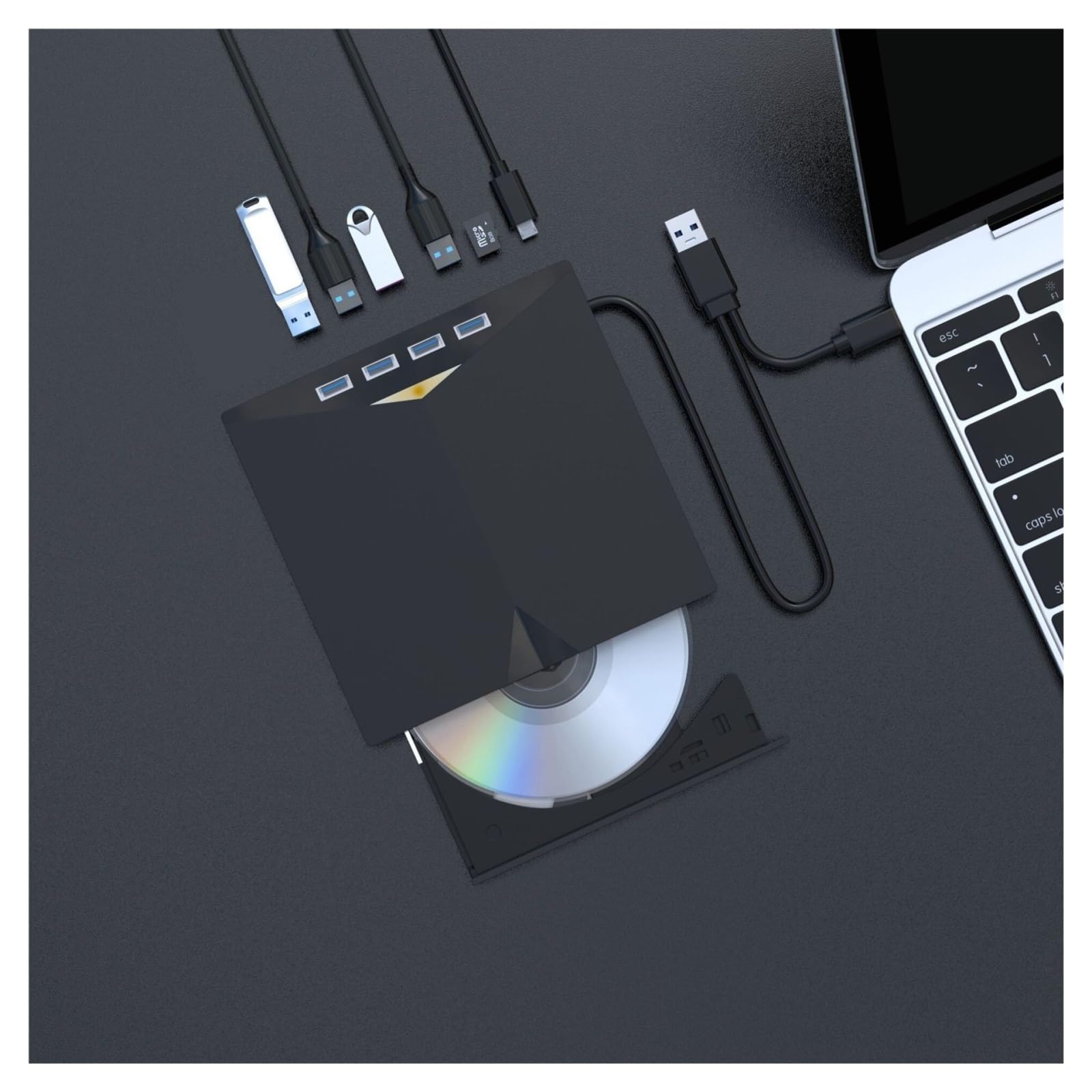Unità Ottica Mobile Multifunzione TF/CD/USB Interfaccia Multiuso Masterizzatore DVD For Trasferimento Dati Ad Alta Velocità(Blu-ray)