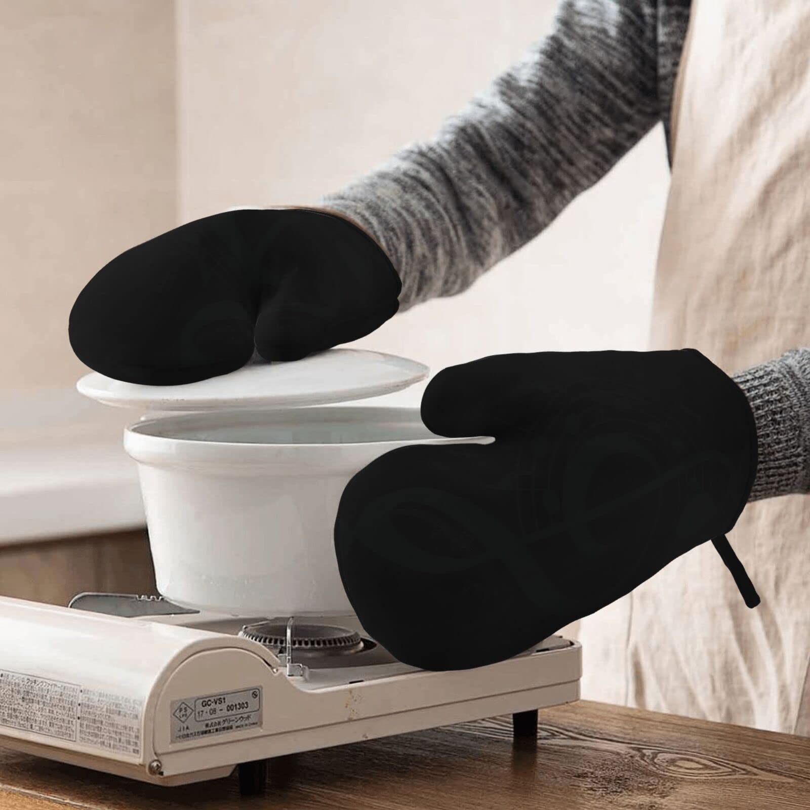 Hovico Silikon-Ofenhandschuhe 2er Set - Hitzebeständig Bis 600°C, Rutschfest, Mit Baumwollfutter, Für Küche & Grill