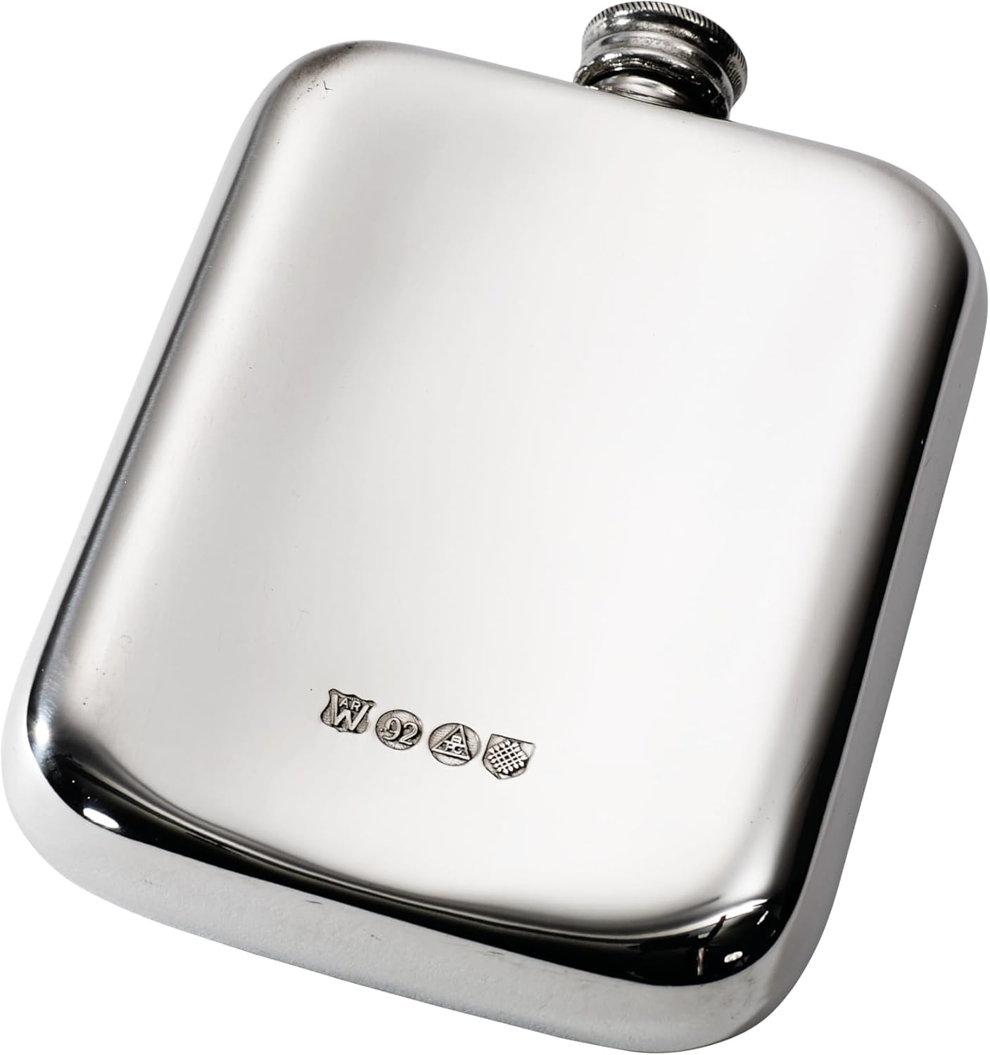 Wentworth Pewter- Plain 6oz Pewter Cushion Pocket Flask, Spirit Flask (6 ounce flask)