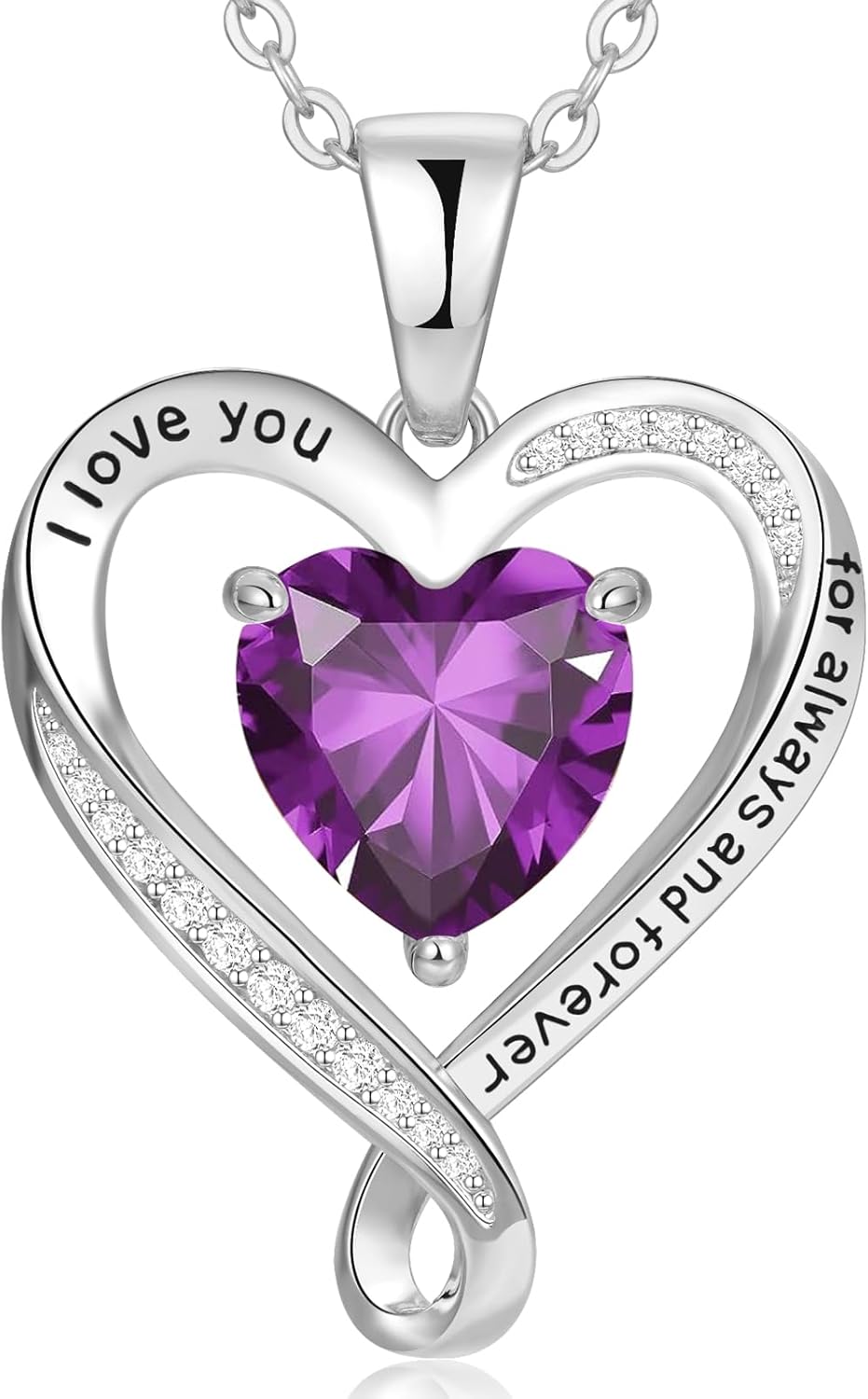 Birthday Gifts for Women Wife Infinity Heart Birthstone I Love You Necklace for Wom...