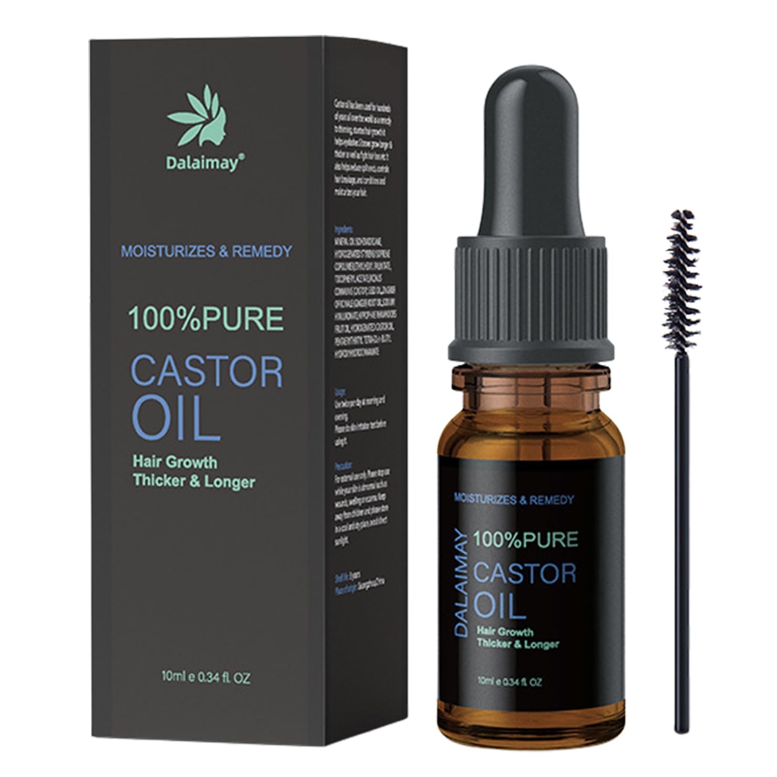 10 ml de aceite de ricino orgánico natural y prensado en frío aceite de ricino orgánico, aceite de ricino para el crecimiento del cabello, cejas, pestañas, aceite de ricino