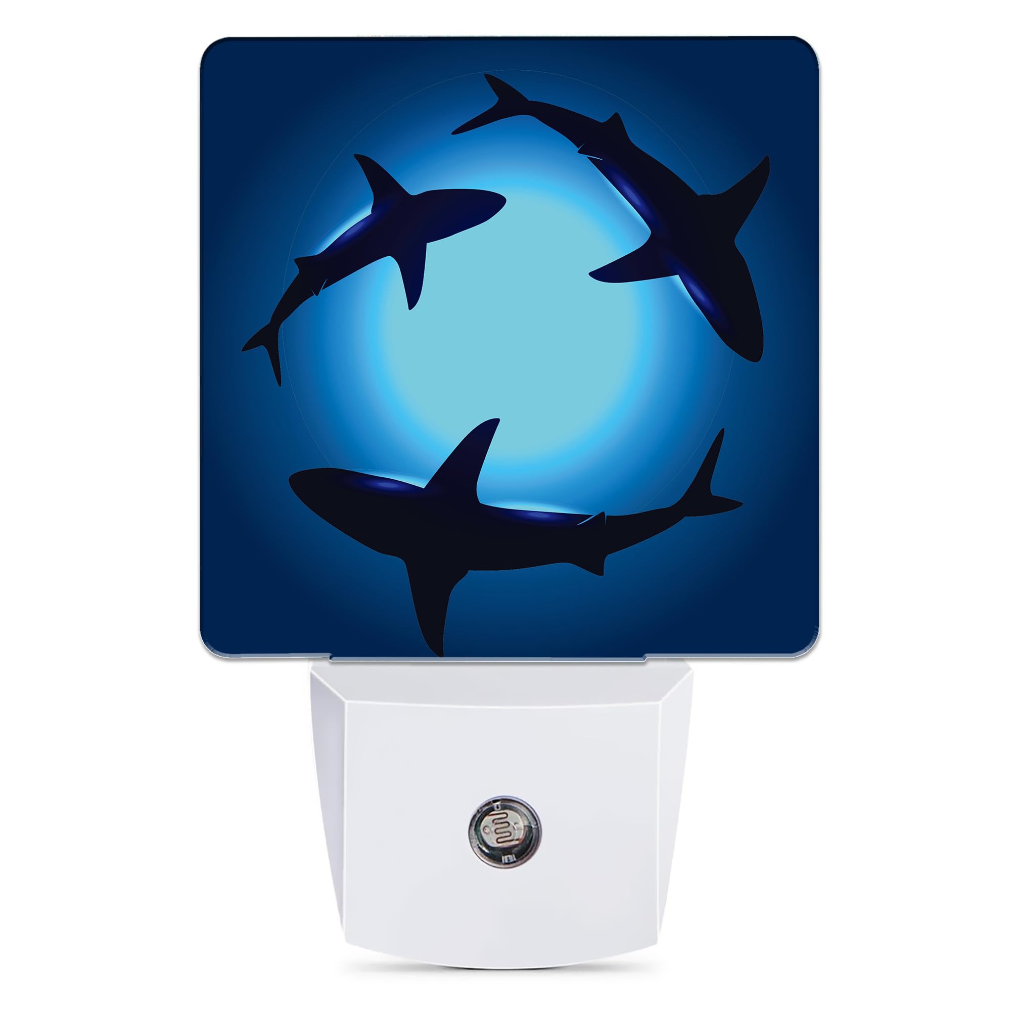 Jopowide Floating Sharks Night Light, Sea Night Lights Plug into Wall Decor for Bedroom, Bathroom, Hallway, Kitchen, Dusk to Dawn Sensor Nightlights