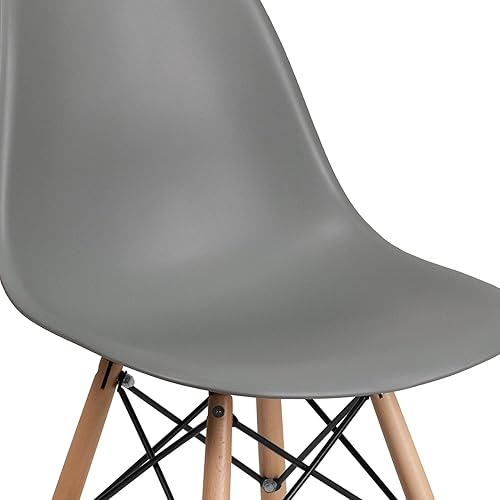 Miniatura 19 de Flash Furniture - Paquete de 2 sillas Elon Series de plástico negro con patas de madera Negro -,Gris (Moss