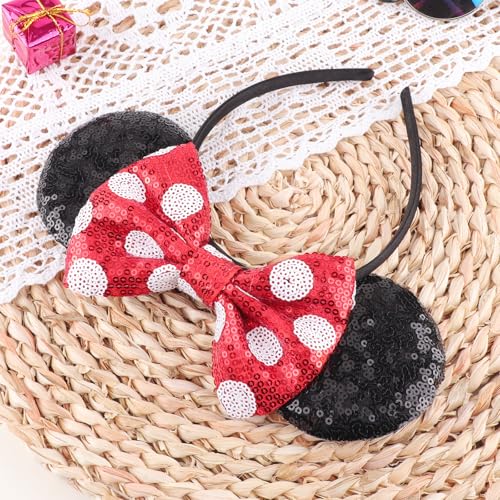 Image of DRESHOW Mouse Ears Bow Headbands Glitter Party Decoration Cosplay Costume for Women