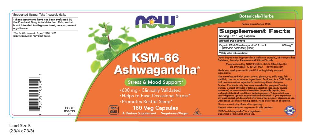 Now Supplements, KSM-66 Ashwagandha®, Stress and Sleep Support, 180 Veg Capsules