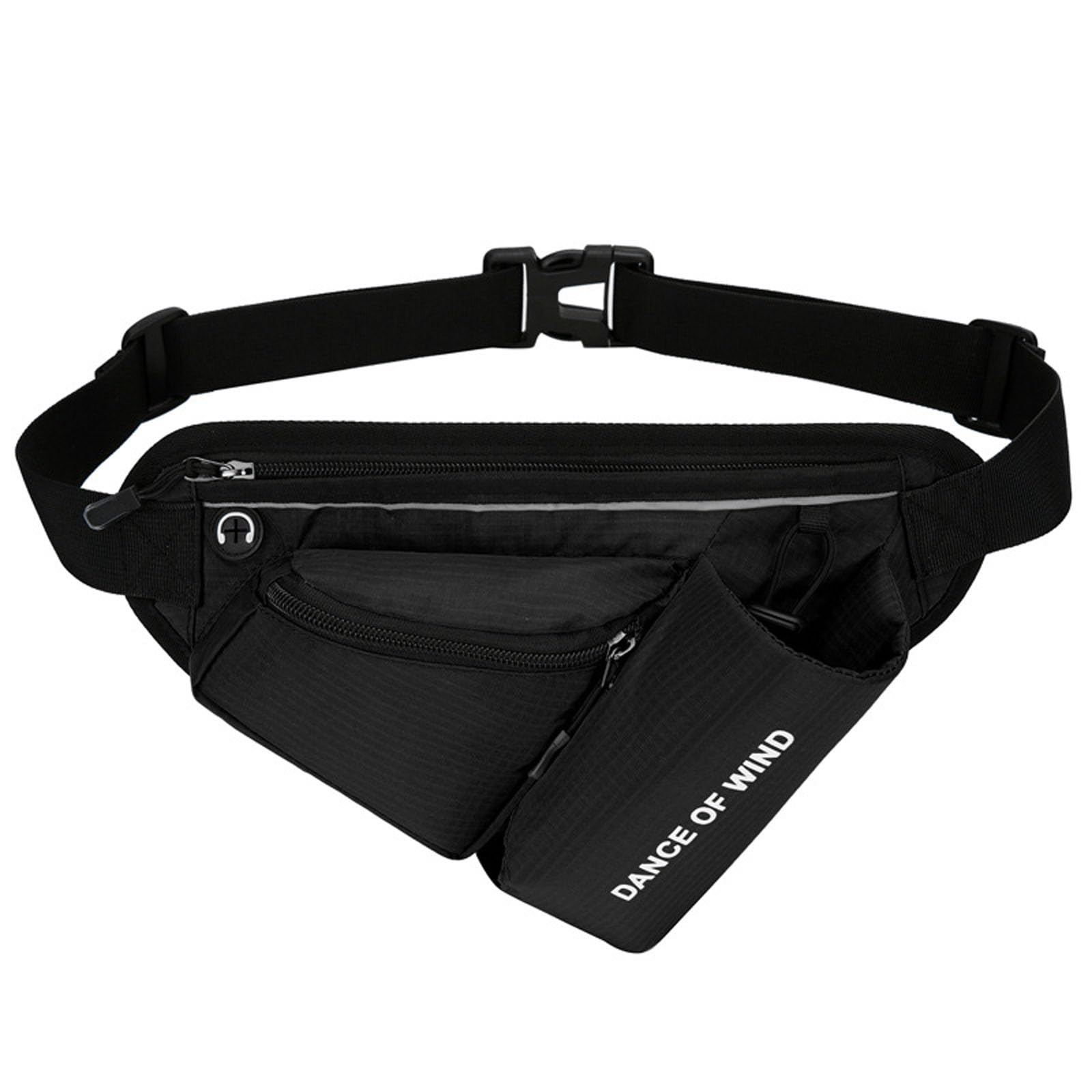 Marsupio Running con Porta Borraccia, Marsupio Sportivo Uomo Donna Regolabile (84-124cm), Impermeabile e Leggero per Corsa, Trekking, Viaggio, con Foro per Cuffie