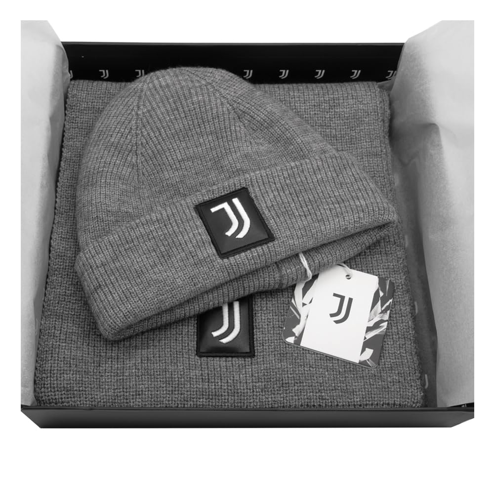 Juventus SET SCIARPA E CAPPELLO CON RICAMO IN BOX 47% PC 31% PL 22% NY 133555 GRIGIO