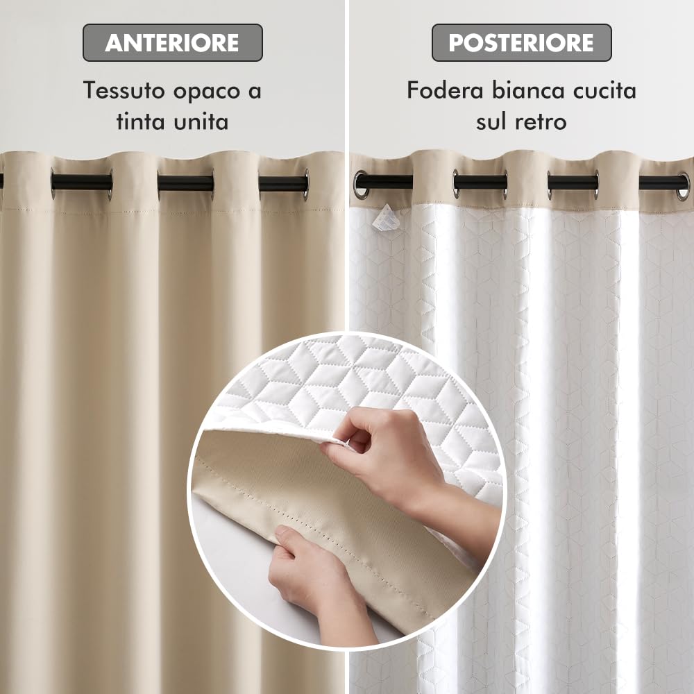 MIULEE Tenda Termica Isolante Freddo e Caldo, Tende Doppio Strato con Anelli Tende Termiche Isolanti per Interni, Beige Tenda per Porta Inverno Termica, 1 Pezzo L 132 x A 260 CM | Tenda termica trapuntata a doppio strato per porte di casa, oscurante, isol
