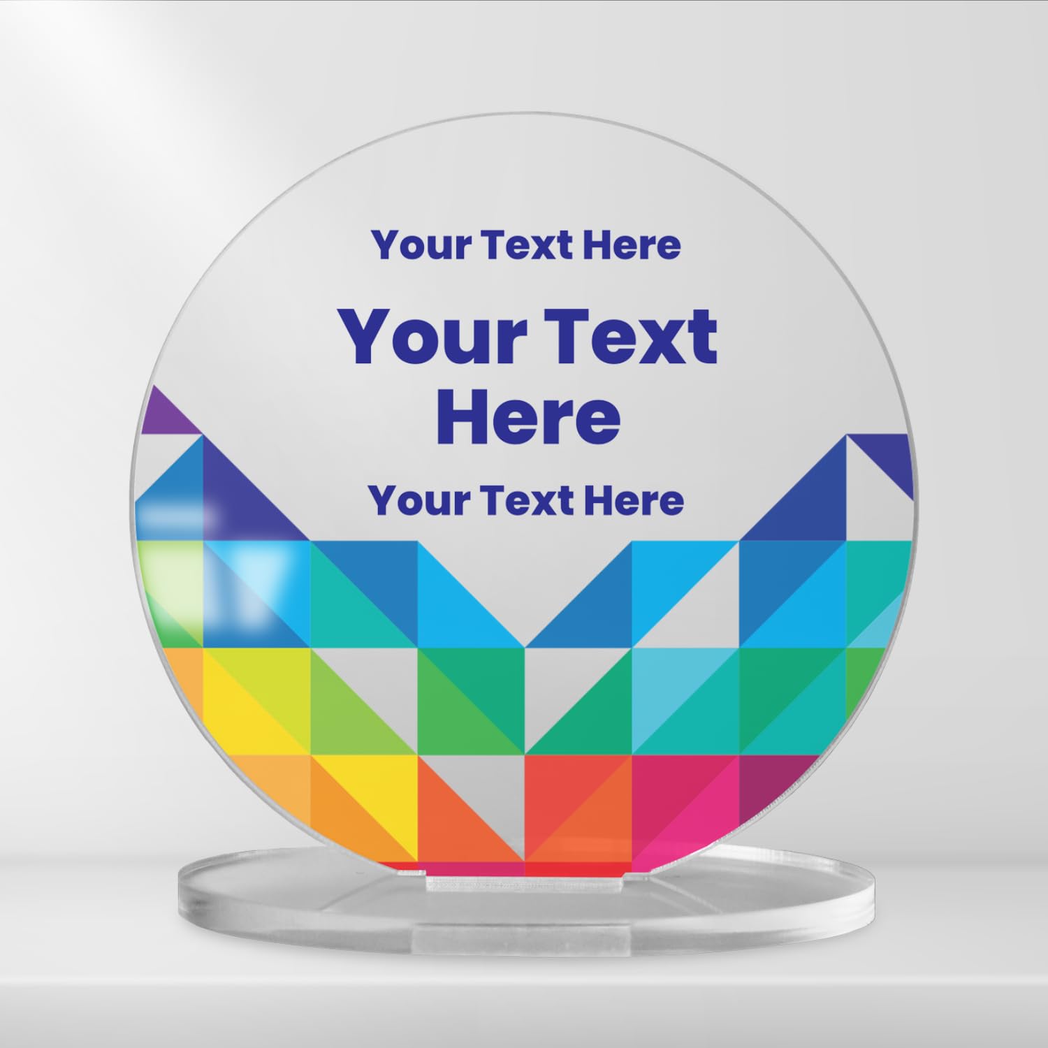 1 Personalised Customised Geometric Circle Plaque Ornament Gift Trophy Award Sports Club Work Office Ceremony Acrylic Stand Holder 100mm Primary Teaching Services