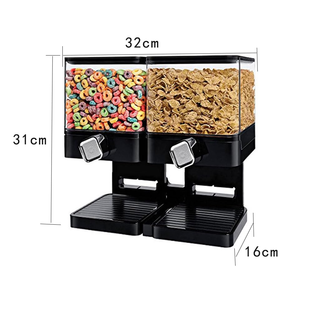 SEIWEI Multi-Function Food Dispenser Cereal Container Storage with Detachable Bottom Tray for Kitchen Organization Candy Nut Grain Keeping Food Fresh, Dual Control (White)