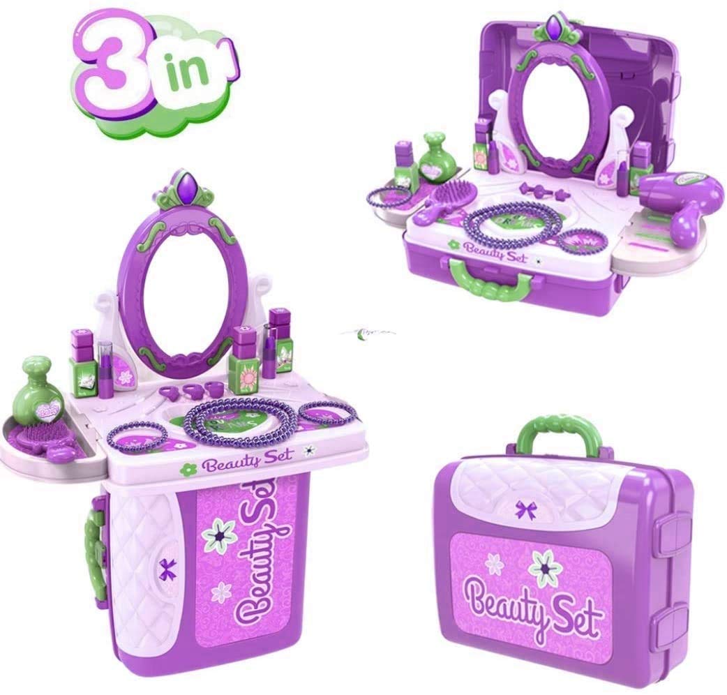 Famous Quality® Stylish Beauty Set for Kids Girls, Make Up Suitcase Kit with Makeup Accessories for Kids (Pink) - Image 8 thumbnail