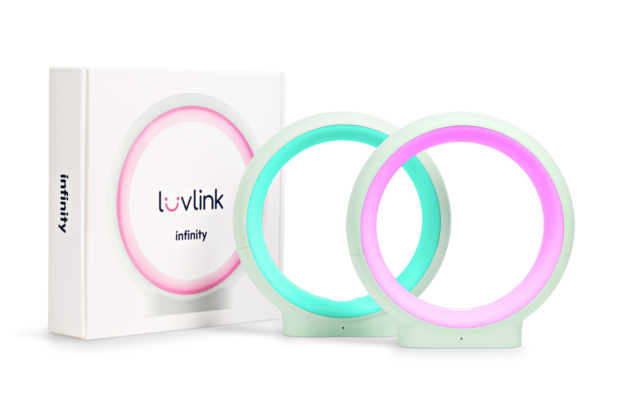 LuvLink Infinity Lamp v2 Award Winning Friendship Lamp - Simple Bluetooth Setup (Set of Two, Mint)