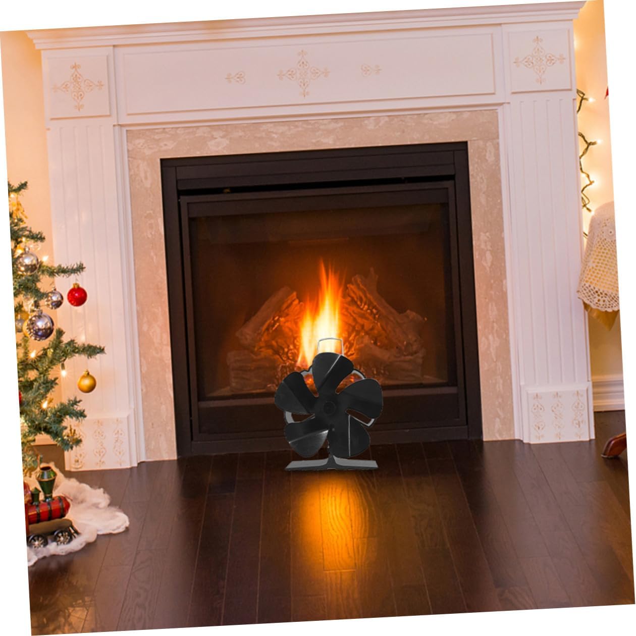 Unomor Mini 5-blade Thermal Stove Fan, Aluminum Heat Powered Fireplace Blower, Silent Metal Warm Air Circulator for Indoor and Outdoor Wood Stove Heating