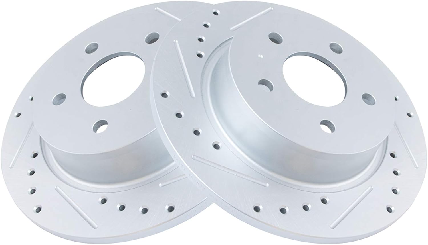 TRQ Rear Performance Brake Rotors Set Solid Premium G-Coated Cross Drilled & Slotted Compatible with 2013-2018 Ford C-Max 2013-2016 Escape 2014-2018 Transit Connect